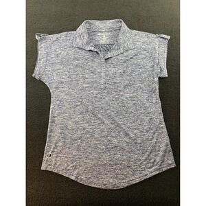 Holloway Ladies Athletic Performance Polo Shirt Blue Marled Size M Short Sleeve